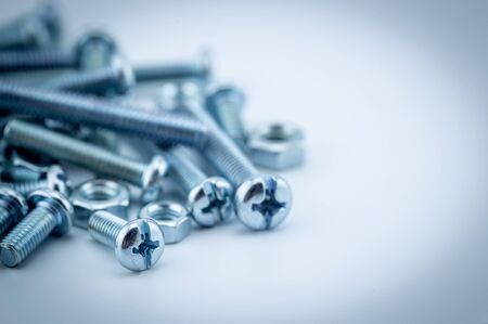 Assorted nuts and bolts closeupの写真素材