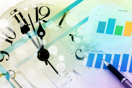 Business concept, financial charts and graphs with clock, Time business managementの写真素材