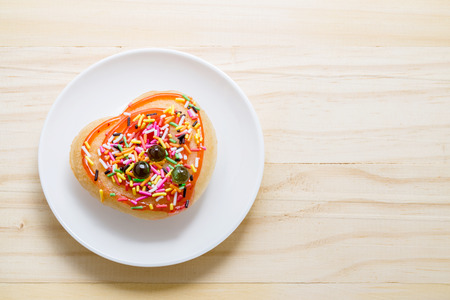 Fried ice-cream decoration on wood tableの写真素材