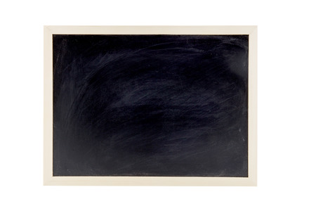blackboard with wooden bamboo frame, blackboard on white background for concept educationの写真素材