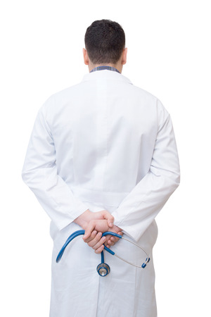 Doctor with stethoscope isolated on white backgroundの写真素材