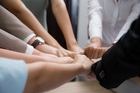 Hands of group team business people harmony together at the office, teamwork and successful, partnership and agreement, community and communication, trust of colleague, business concept.の写真素材