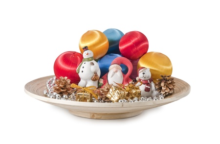 Santa Claus, a snowman and teddy bearの写真素材