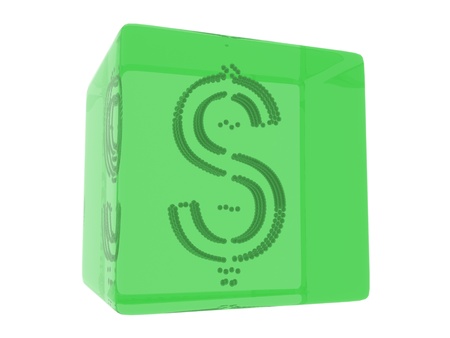 USA dollar in a ice cube isolated on a white backgroundの写真素材