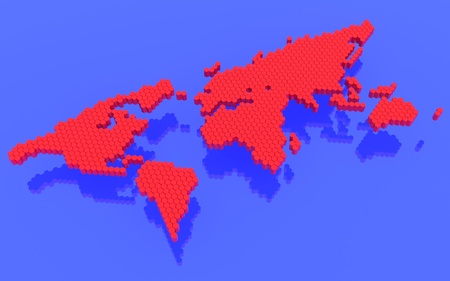 The red polygons map of the world