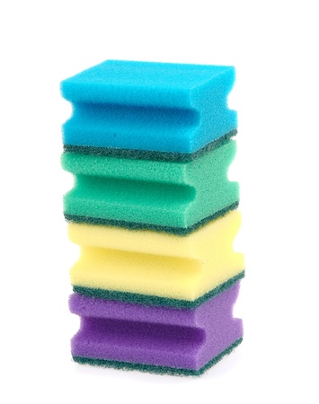 colorful sponges isolated on white backgroundの写真素材