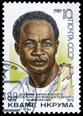 USSR - CIRCA 1989: A stamp printed in USSR shows K. Nkruma, circa 1989.のeditorial素材