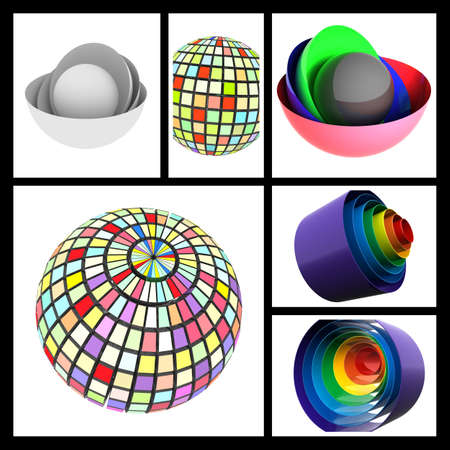 Collage of the 3d absract elements images