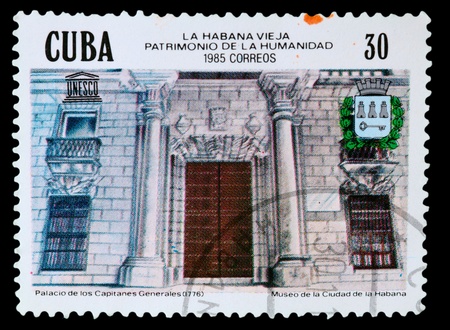 CUBA - CIRCA 1985: stamp printed by Cuba, shows Havana City Museum, circa 1985.の写真素材