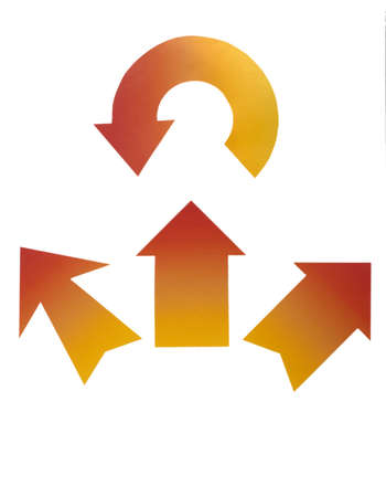 arrows cut from paper isolated on a white background