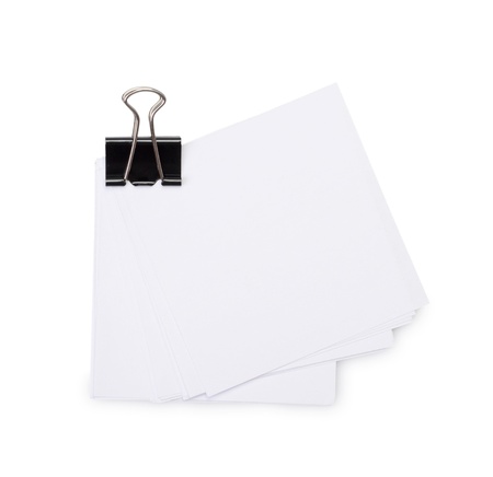 White paper sheets for letter with clip isolated on a white backgroundの写真素材