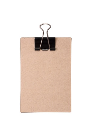 Old Paper sheets for letter with clip isolated on a white backgroundの写真素材