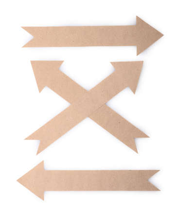 arrows from old paper isolated on a white backgroundの写真素材