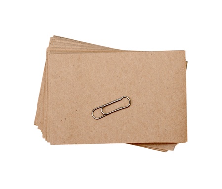 Old Paper sheets for letter with clip isolated on a white backgroundの写真素材