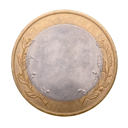Blank gold and silver coin isolated on white backgroundの写真素材