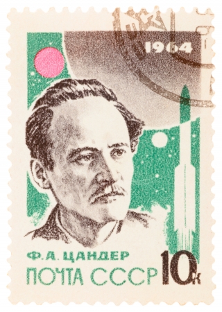 USSR - CIRCA 1964: A stamp printed in the USSR, shows a portrait of Zander with the inscription âZanderâ, circa 1964のeditorial素材
