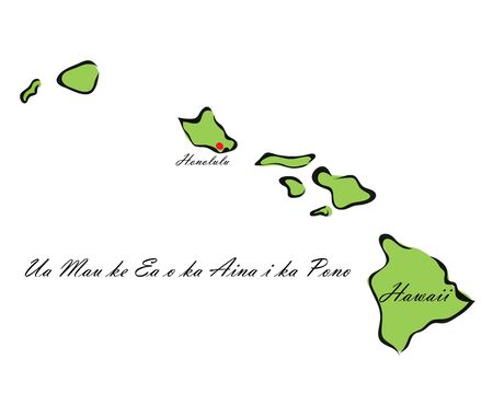 Vector illustration map Hawaii is one of the states of America isolated on a white backgroundÂのイラスト素材