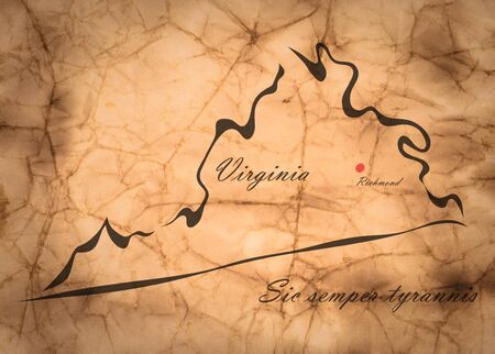Map Virginia of America on the old faded paperの写真素材