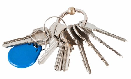 bunch of keys isolated on a white backgroundの写真素材