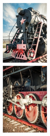 Set of a old steam locomotives of the 20th centuryの写真素材