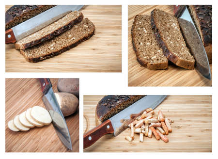 Set of a rye bread with knife