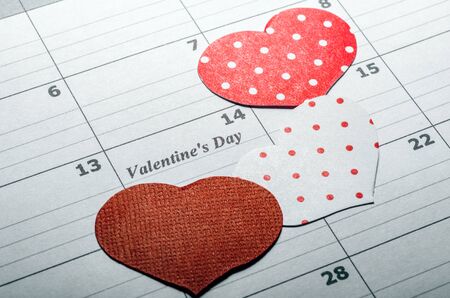 Background. Happy Valentine's Day. Hearts. Love. Calendarの写真素材