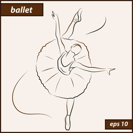 Vector illustration. Illustration shows a Ballerina in motion. Art. Balletのイラスト素材
