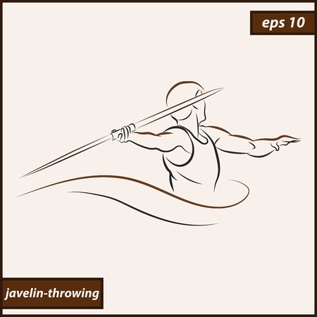 Illustration shows an athlete throwing a javelinのイラスト素材