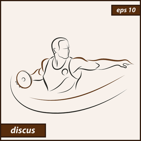 Vector illustration. Illustration shows a athlete throwing disc. Sport. Discusのイラスト素材