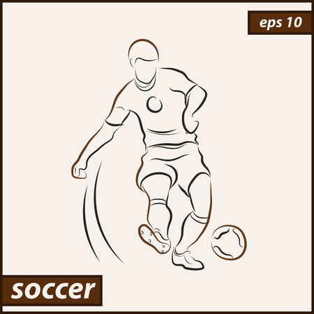 Vector illustration. Illustration shows a football player kicks the ball. Soccerのイラスト素材