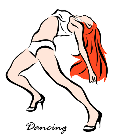 A vector illustration that shows a girl dancing.のイラスト素材
