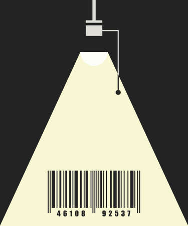 Electric lamp with bar code. Vector background. Black and whiteのイラスト素材