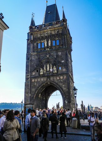PRAGUE, CZECH REPUBLIC - SEPTEMBER 30, 2017: Prague Bridge. Architecture and landmark of Pragueのeditorial素材