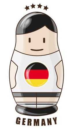 Vector illustration. Football tournament 2018. Flag of Germany. logo for the summer soccer championship. Russian nesting doll.のイラスト素材