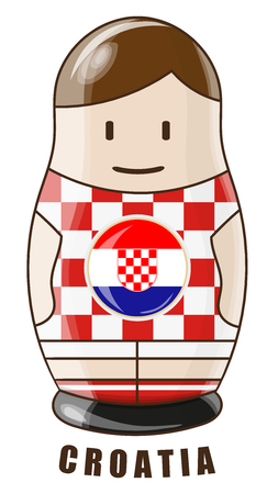 Vector illustration. Football tournament 2018. Flag of Croatia. logo for the summer soccer championship. Russian nesting doll.のイラスト素材