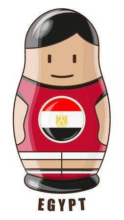 Vector illustration. Football tournament 2018. Flag of Egypt. logo for the summer soccer championship. Russian nesting doll.のイラスト素材