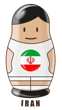 Vector illustration. Football tournament 2018. Flag of Iran. logo for the summer soccer championship. Russian nesting doll.のイラスト素材