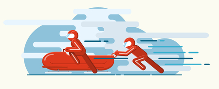Vector illustration. Winter sport of bobsleigh. Extremeのイラスト素材
