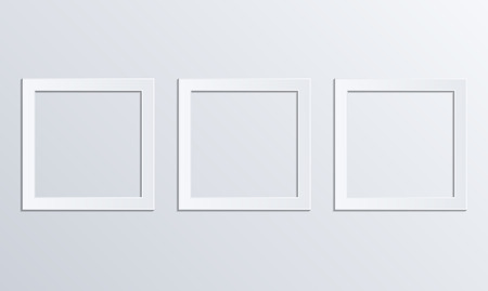 White frames on white background. White paper cut background. Abstract modern 3d origami paper art styleのイラスト素材
