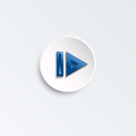 Blue button for music player isolated on white background. Cut paperのイラスト素材