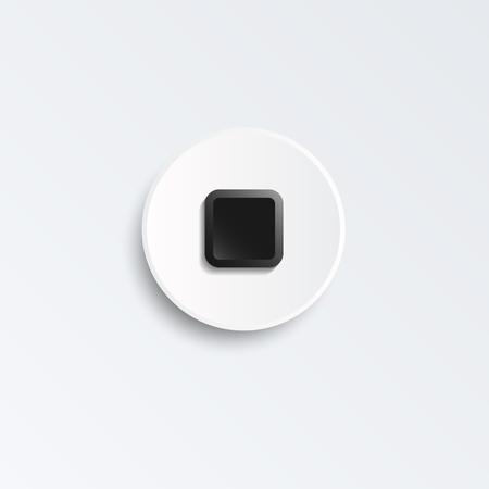 Black button for music player isolated on white background. Cut paperのイラスト素材