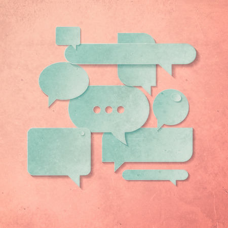 Chat Icons in trendy style isolated on pink background. Cut paperの写真素材