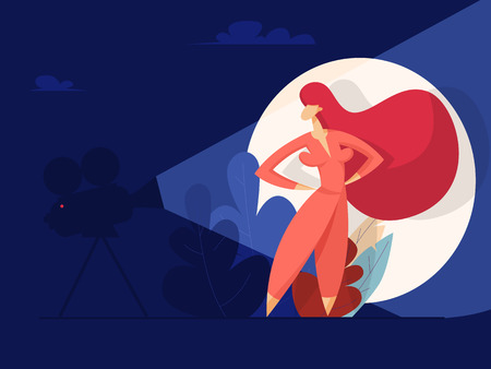 Fashion model posing on camera. Fashion concept. Vector illustration in flat styleのイラスト素材