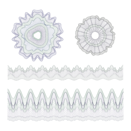 Set Watermarks and border guilloche for design certificate,のイラスト素材