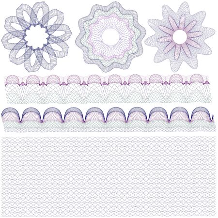 Set watermark, Guilloche lines security background for certificate, watermark design element,のイラスト素材