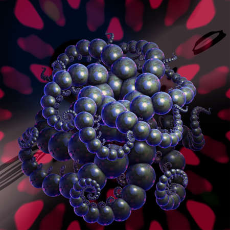 3d render of abstract art of surreal 3d sphere in organic curve, shiny glass, metal and plastic...