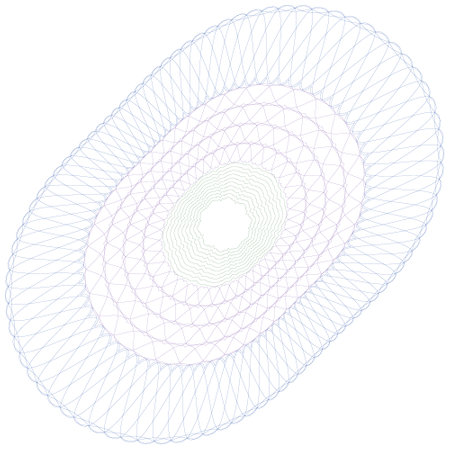 watermark. Guilloche rosette element. Digital watermark for Security Papers. It can be used as a protective layer for certificate, voucher, banknote, play money design, currency,のイラスト素材