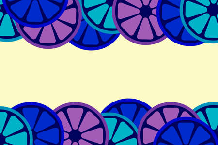 Banner with blue citrus lime orange grapefruit lemon, frame from fruits. For banner, backdrop, background, packaging. Vector illustrationのイラスト素材