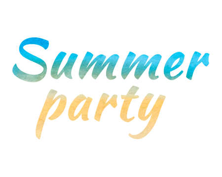 Summer party lettering watercolor, isolated, white background, for your design. Vector illustrationのイラスト素材