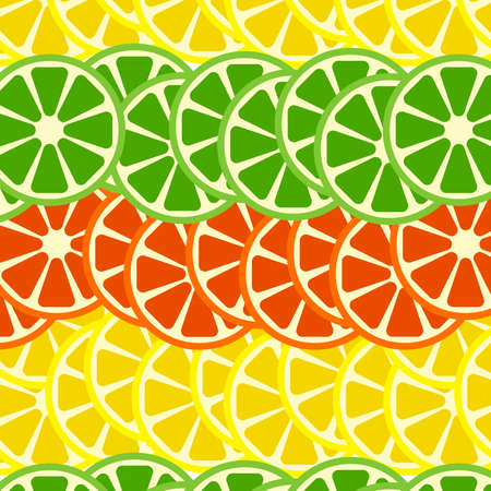 Seamless summer pattern with citrus fruits. Lemon, orange, grapefruit, lime. For the design of a...
